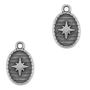 Breloques en m&eacute;tal DQ &eacute;toile Argent&eacute; antique (sans nickel)