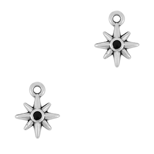 Breloques en m&eacute;tal DQ &eacute;toile Argent&eacute; antique-noir (sans nickel)