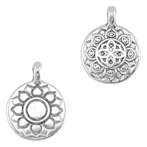 Breloques en m&eacute;tal DQ fleur Argent&eacute; antique (sans nickel)