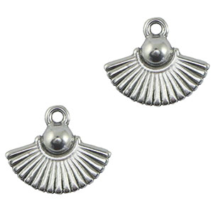 Breloques en m&eacute;tal DQ &eacute;ventail Argent&eacute; antique (sans nickel)