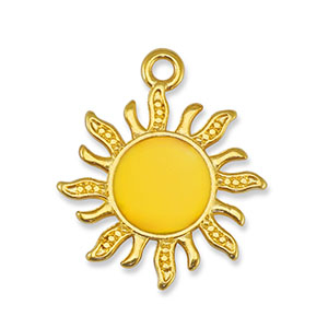 Breloques en m&eacute;tal DQ soleil Jaune-Dor&eacute; (sans nickel)