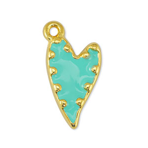 Breloques en m&eacute;tal DQ coeur Veraman Bleu-Dor&eacute; (sans nickel)