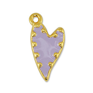 Breloques en m&eacute;tal DQ coeur Lilas-Dor&eacute; (sans nickel)
