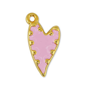 Breloques en m&eacute;tal DQ coeur Rose clair-Dor&eacute; (sans nickel)