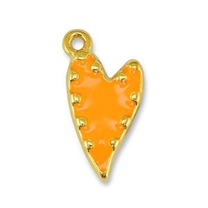 Breloques en m&eacute;tal DQ coeur Orange-Dor&eacute; (sans nickel)