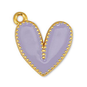 Breloques en m&eacute;tal DQ coeur Lilas-Dor&eacute; (sans nickel)