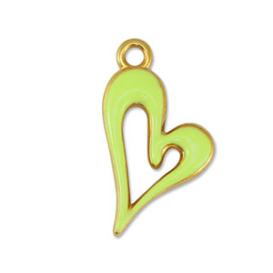 Breloques en m&eacute;tal DQ coeur Jaune citron-Dor&eacute; (sans nickel)