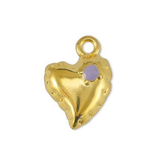 Breloques en m&eacute;tal DQ coeur Lilas-Dor&eacute; (sans nickel)