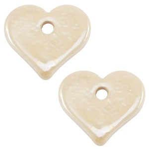 Perles en c&eacute;ramique DQ grecque coeur Blanc cass&eacute;