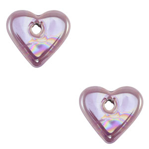 Perles en c&eacute;ramique DQ grecque coeur Violet