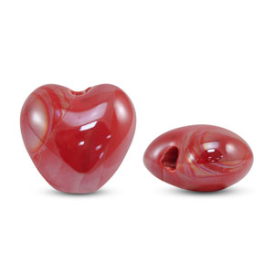 Perles en c&eacute;ramique DQ grecque coeur Rouge