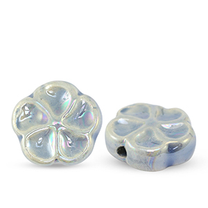 Perles en c&eacute;ramique fleur Bleu