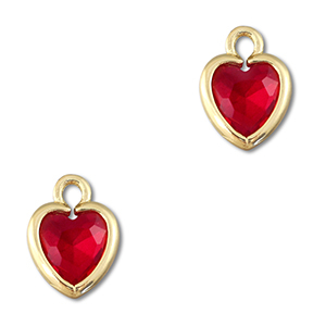 Pendentifs en verre Crystal glass coeur Rouge-dor&eacute;