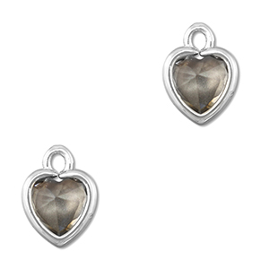 Pendentifs en verre Crystal glass coeur Gris clair-argent&eacute;