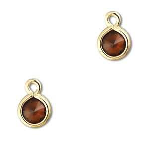 Pendentifs en verre Crystal glass rond Orange marron-dor&eacute;
