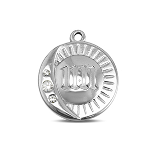 BY31&reg; Breloques en acier Inox rond avec 11:11 Argent&eacute;