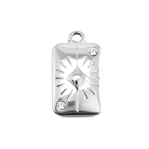 BY31&reg; Breloques en acier Inox carte de carreau Argent&eacute;
