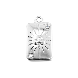 BY31&reg; Breloques en acier Inox carte de tr&egrave;fle Argent&eacute;