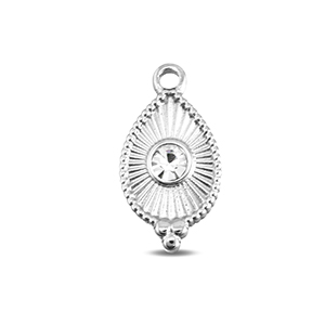 BY31&reg; Breloques en acier Inox goutte Argent&eacute;-cristal