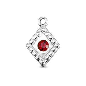 BY31&reg; Breloques en acier Inox losange Argent&eacute;-rouge rubis