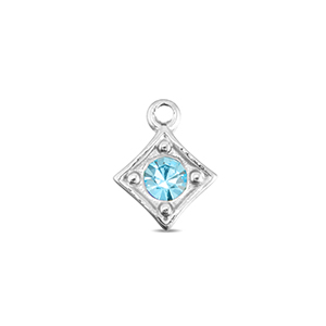 BY31&reg; Breloques en acier Inox losange Argent&eacute;-aqua