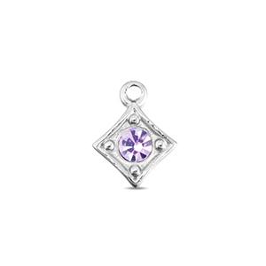 BY31&reg; Breloques en acier Inox losange Argent&eacute;-lilas clair