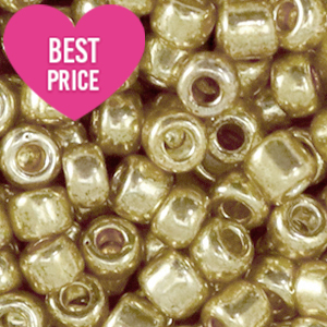 Perles de rocailles 6/0 (4mm) Champagne dor&eacute; brillance m&eacute;tallique