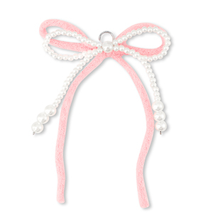 Pendentifs accroche-regard double n&oelig;ud Blanc-rose