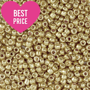 Perles de rocailles 12/0 (2mm) Champagne dor&eacute; brillance m&eacute;tallique