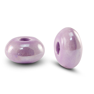 Perles en c&eacute;ramique DQ grecque rondelle Violet lavande
