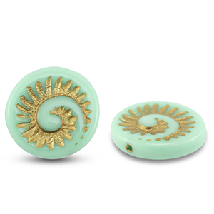Perles tch&egrave;ques fossil shell 18mm Vert menthe-dor&eacute;
