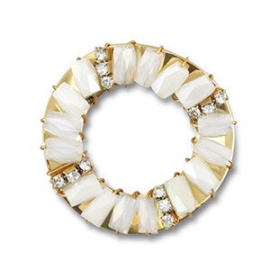Boucles pendentifs facett&eacute;es rond Blanc AB-blanc transparent AB-dor&eacute;
