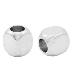 Perles en m&eacute;tal DQ cube 4mm Argent&eacute; antique (sans nickel)