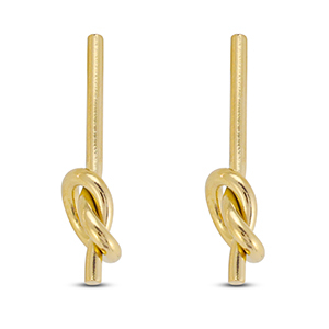 Boucles d'oreilles / puces en acier Inox n&oelig;ud Dor&eacute;