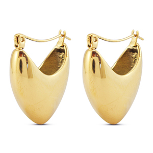 Boucles d'oreilles / cr&eacute;oles en acier Inox coeur Dor&eacute;