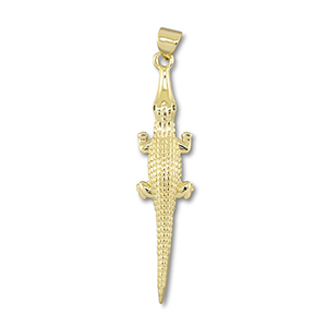 M&eacute;tal TQ laiton breloques crocodile Dor&eacute;
