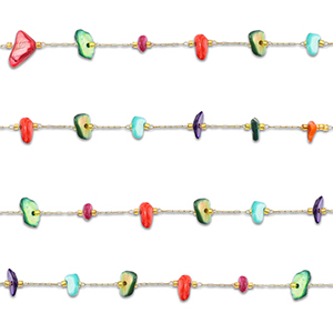 Appr&ecirc;ts en acier inox cha&icirc;ne maille jaseron irr&eacute;gulier Dor&eacute;-multicolore