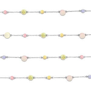 Appr&ecirc;ts en acier inox cha&icirc;ne maille jaseron rond Argent&eacute;-multicolore pastel