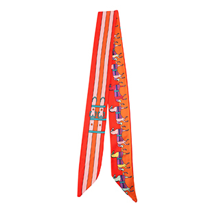 Bandana foulard avec cheval/lignes droites Rouge-rose-orange