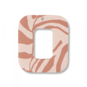 Pendentifs en polym&egrave;re carr&eacute; Rose p&ecirc;che clair-marron clair