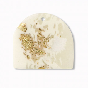 Pendentifs en polym&egrave;re Blanc cass&eacute;-beige-dor&eacute;