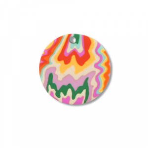 Pendentifs en polym&egrave;re rond Multicolore