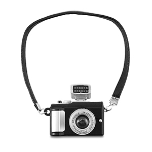 Pendentifs accroche-regard appareil photo Noir-argent&eacute;