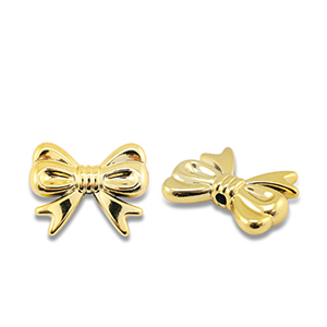 Perles au look m&eacute;tallique n&oelig;ud Dor&eacute; m&eacute;tallique