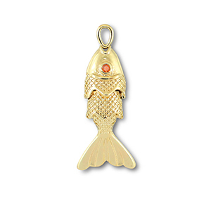 Breloques en m&eacute;tal poisson Dor&eacute;-orange