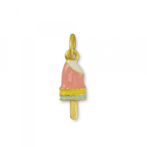 Breloques en m&eacute;tal sucette de glace Rose-jaune-dor&eacute;