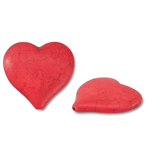 Perles en c&eacute;ramique c&oelig;ur Rouge
