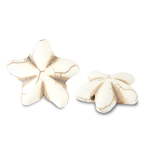 Perles en c&eacute;ramique &eacute;toile de mer Blanc cass&eacute;