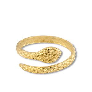 Bagues en acier Inox serpent Dor&eacute;