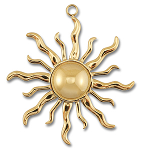 Breloques en acier Inox soleil Dor&eacute;